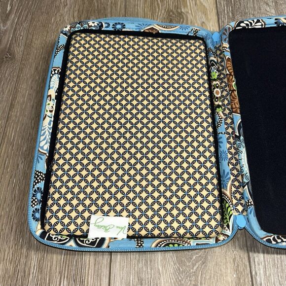 Vera Bradley Tablet Quilted Book Computer Bag Hard Shell Case Java Blue Brown - Picture 6 of 9